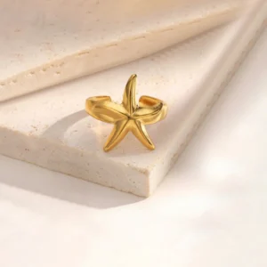 Gold-Plated Anti Tarnish Stainless Steel Star Themed Adjustable Ring