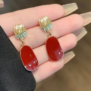 Scarlet Drop Textured Stud Earrings