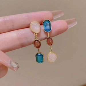 Asymmetrical Colored Gemstone Earrings