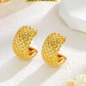 Textured Gold Half Hoop Earrings