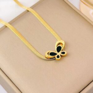 Black Butterfly Snake Chain Necklace