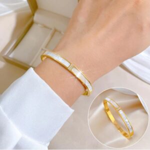 Ivory Marble Luxe Bangle – Anti-Tarnish